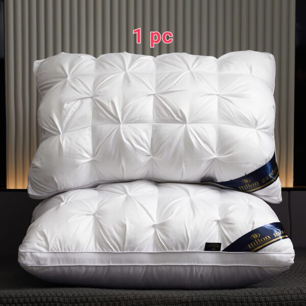 1pc Luxury 5-Star Hotel Quality Pillow, 600g Weight, 48.26x73.66 cm - Deep Sleep Neck Support, Non-Collapse High Pillow Core for All Seasons, White Satin Finish, Pillows for Sleeping