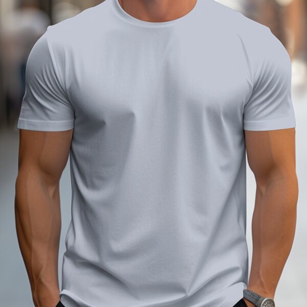 Solid Color Men's Round Neck Short Sleeve Tee Fashion Regular Fit T-Shirt Top For Spring Summer Holiday - Image 17