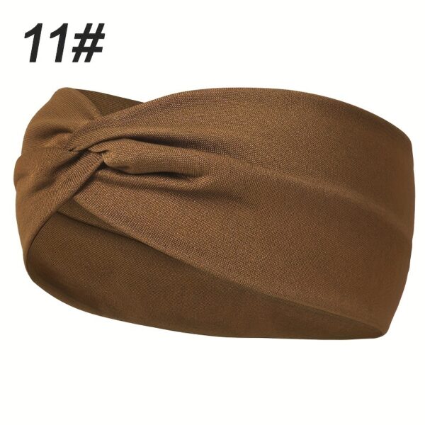 1pcs Solid Color Headband Twist Knotted Hair Band Elastic Hair Band Non Slip Sweat Band Headwear - Image 5