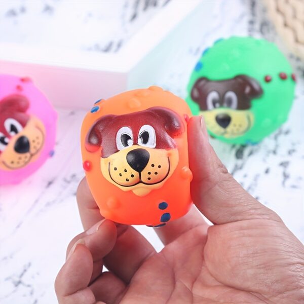 Dog Ball, Cute Pet Puppy Dog Face Ball Molar Throwing Training Soft Squeak Sound Play Toy - Image 8