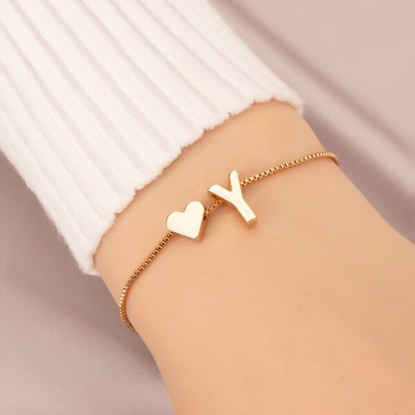 1pc Mini Love Heart Letter Beads Thin Chain Bracelet Simple Minimalist Hand Chain Jewelry - Image 31