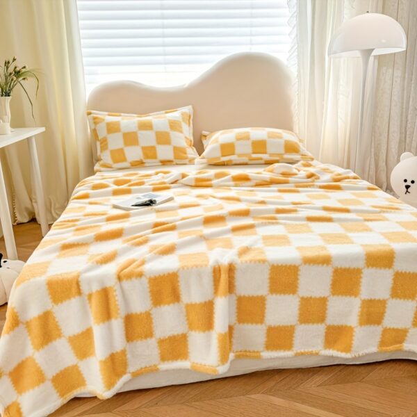 [1pc Cozy Fleece Blanket] 1pc Soft & Cozy Plaid Flannel Fleece Blanket | Multi-Purpose Throw for Adults, Pets, Office, Outdoor Camping, Holiday Gifts | 300-350gsm Knitted Polyester, Multiple Sizes Available, Pet-Friendly, Checkered Pattern - Image 15