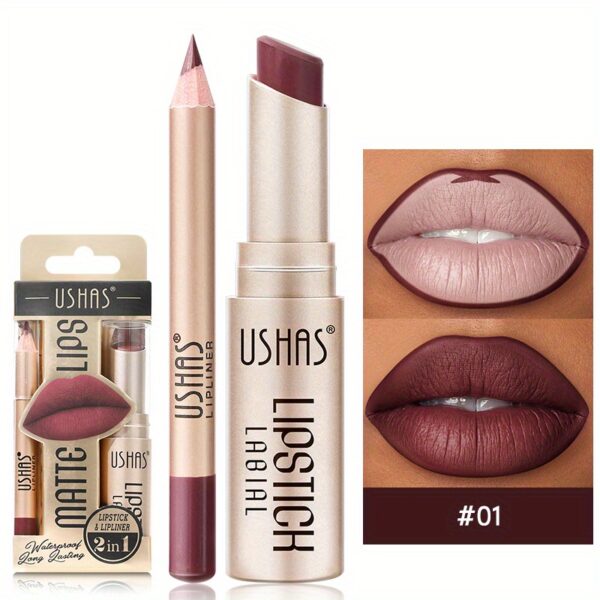 Golden Box Matte Lipstick + Lip Liner Lasting Waterproof Nude Lipstick 24 Hour Waterproof Velvet Nonstick Cup Lipgloss Lip Stain Pigmented Lip Makeup Valentine's Day Gifts - Image 15