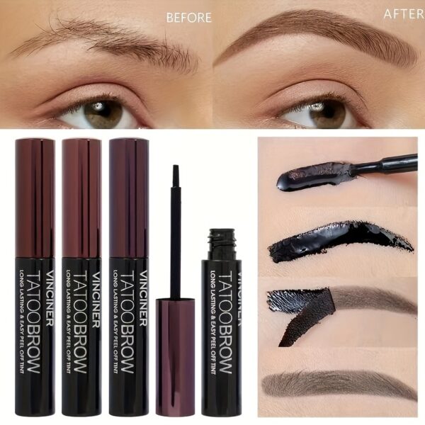 Waterproof Dye Eyebrow Gel Semi-Permanent Long Lasting Black Brown Eyebrow Tattoo Tint Sweatproof Film Forming Tearing Off Eyebrow Cream - Image 10