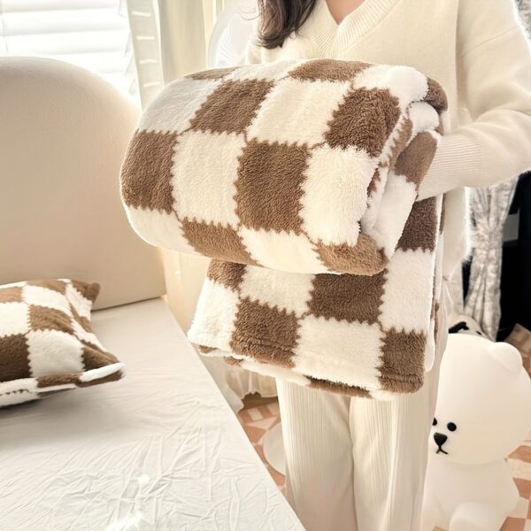 [1pc Cozy Fleece Blanket] 1pc Soft & Cozy Plaid Flannel Fleece Blanket | Multi-Purpose Throw for Adults, Pets, Office, Outdoor Camping, Holiday Gifts | 300-350gsm Knitted Polyester, Multiple Sizes Available, Pet-Friendly, Checkered Pattern - Image 40