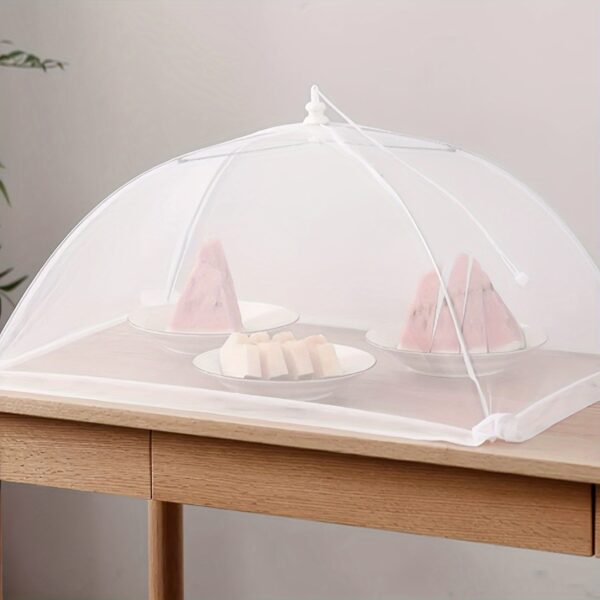 1pc of white rice cover, foldable dining table food fly proof rice cover, household dust cover, umbrella fly proof kitchen outdoor food cover - Image 5