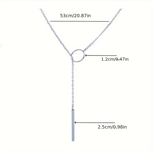 Monochrome Circle With Rod Y-Necklace Alloy Neck Jewelry Simple Style Clavicle Necklace For Women - Image 5