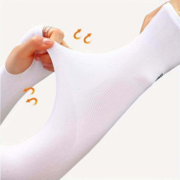 2pcs Women's Ice Sliky Fiber Fabric Arm Sleeve Cooling Hand Covers for Running, Fishing, Cycling - Image 12