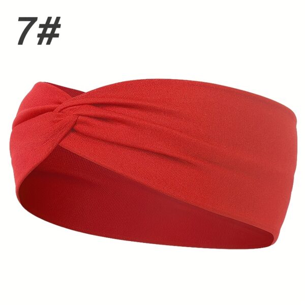 1pcs Solid Color Headband Twist Knotted Hair Band Elastic Hair Band Non Slip Sweat Band Headwear - Image 24