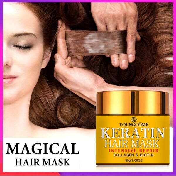 30g Keratin Hair Mask, Strengthens Hair, Deep Smoothing Conditioner, Professional Keratin Hair Care  Cream - Image 8