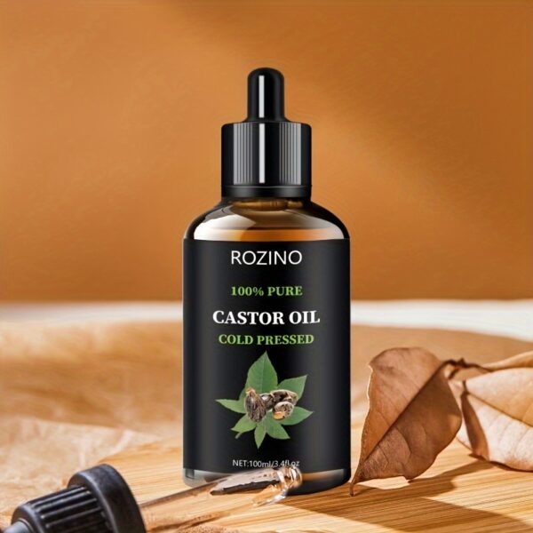 ROZINO Unrefined Castor Oil, Cold Pressed for Hair, Eyelashes, Eyebrows, Skin & Nails Care, Hypoallergenic, All Skin Types, Unisex-adult, Drying Effect, Skin Care Ingredient - Image 4