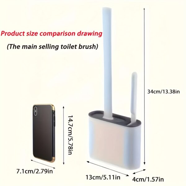 1set 2-in-1 Toilet Brush Set - Wall Mounted, Flexible Bowl Brush with Silicone Bristles, Space-Saving Holder for Bathroom Organization, Easy Cleaning and Hygiene - Bathroom Accessories for Modern Home - Image 6