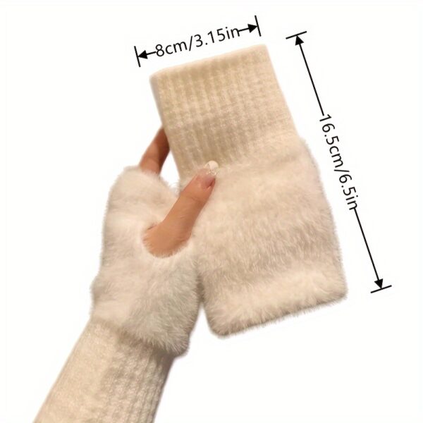Women'S Cozy Fingerless Gloves - Soft, Warm, and Stylish Winter Gloves in Pure White, Perfect for Cold Weather or Casual Wear, Hand-Washable, Ladies Gloves - Image 8