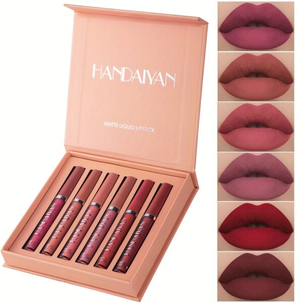 6 Pcs Matte Liquid Lipstick Makeup Set, Matte Liquid Long-Lasting Wear Non-Stick Cup Not Fade Waterproof Lip Gloss