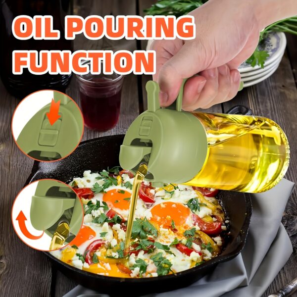 1pc Portable Oil Sprayer And Dispenser 2-In-1, Olive Oil Mister And Pourer, 470ML Plastic Kitchen Oil Spray Bottle for Cooking, BBQ, Air Fryer, Baking, Salad - Image 8