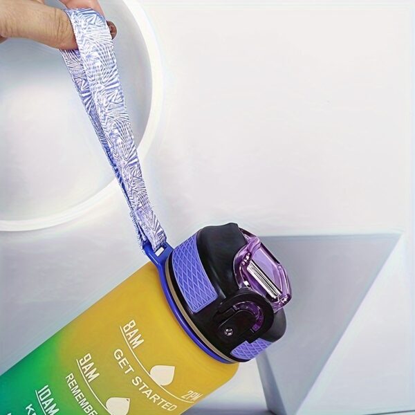 1pc 1000ml/33.81oz Gradient Color Water Bottle With Time Marker, Leakproof Flip Top Straw Drinking Cup, With Carrying Strap, Suitable For Fitness, Yoga, Hiking, Sports - Image 6
