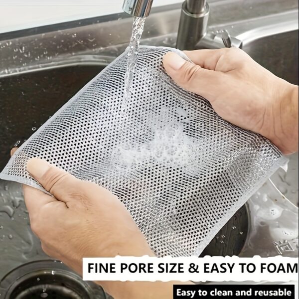 6pcs Non-Scratch Wire Dishcloth, Multipurpose Wire Dishwashing Rags For Wet And Dry, Easy Rinsing, Reusable, Wire Cleaning Cloth Wire Dish Towels For Kitchen, Sinks, Pots, Pans - Image 5