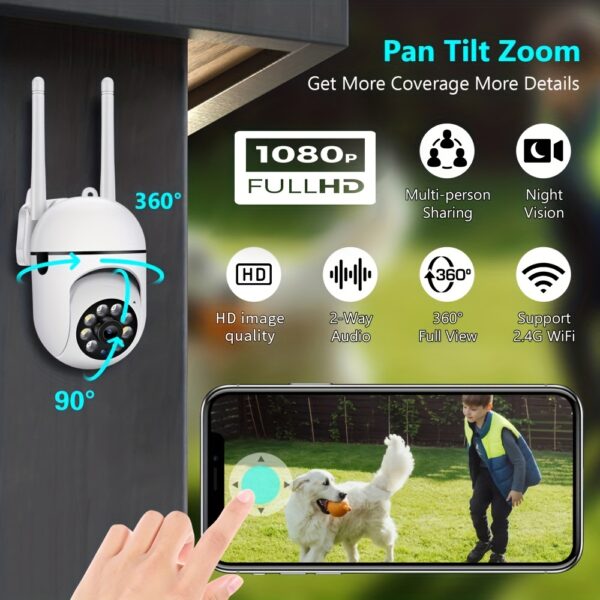 Cam With Color Night Vision Wireless 1080p HD Indoor/Outdoor Video Camera 2-Way Audio Wireless Security Camera Pan/Tilt/Zoom Wi-Fi Smart Home Security Camera With Motion Tracking For Baby & Pet Color Night Vision 2-Way Audio. - Image 7