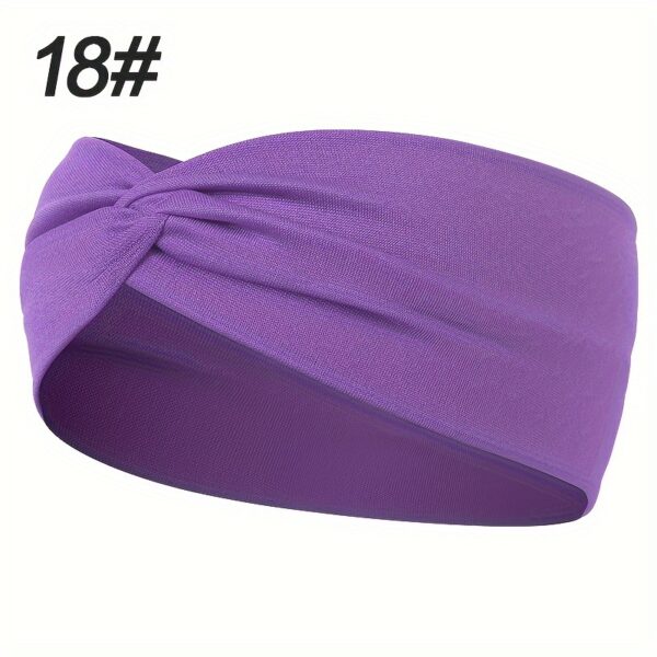 1pcs Solid Color Headband Twist Knotted Hair Band Elastic Hair Band Non Slip Sweat Band Headwear - Image 17