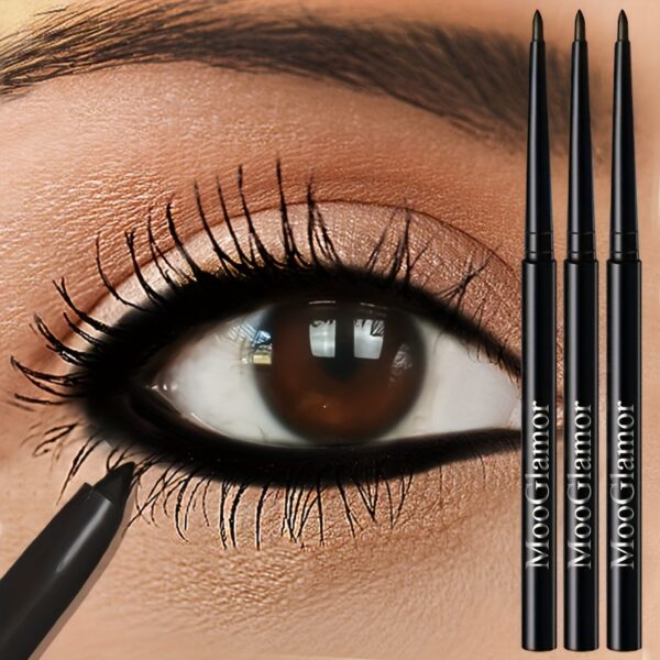3pcs Waterproof Black Eyeliner Pencils - Smudge-Proof, Long-Lasting & Beginner-Friendly Eye Makeup
