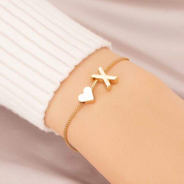 1pc Mini Love Heart Letter Beads Thin Chain Bracelet Simple Minimalist Hand Chain Jewelry - Image 30