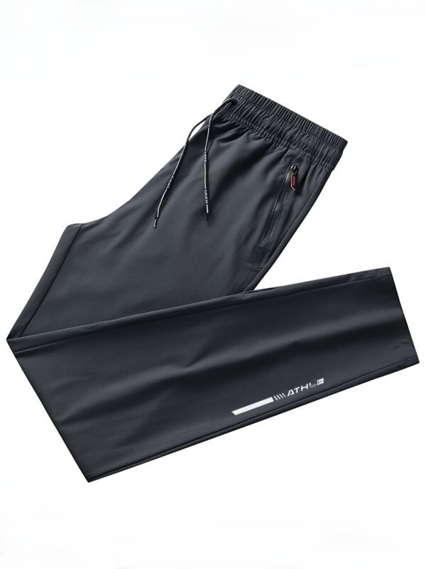 Men's Fashionable Letter Print Elastic Waist Trousers - Breathable, Casual, Zipper Pockets, Drawstring Design - Ideal for Outdoor Activities, Travel, Hiking, and Gift-Giving - Image 7