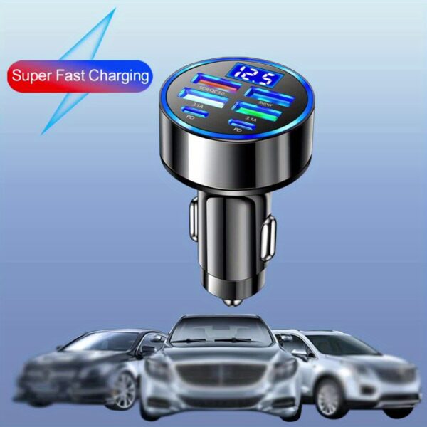 XJDR Multi Port 2PD 4USB Car Charger Fast Charging PD QC3.0 USB C Car Phone Charger Type C Adapter in Car - Image 6