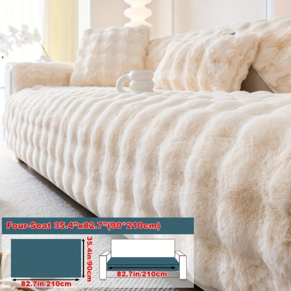1pc Imitation Rabbit Plush Sofa Cover Winter Warm Thick Plush Soft Sofa Slipcover Pet Favorite Non-slip Protective Couch Cover Furniture Protector For Bedroom Office Living Room Home Decor - Image 9