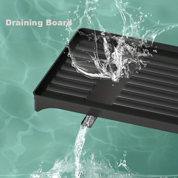 1pc Dish Drying Rack for Kitchen Counter Over The Sink, Detachable Larger Capacity 2-Tier Dish Drying Rack Drainboard with Double-Layer Bowl Rack, Cup Rack, Drain Board, Sticky Board Rack, Cutlery Rack, Black & White - Image 11
