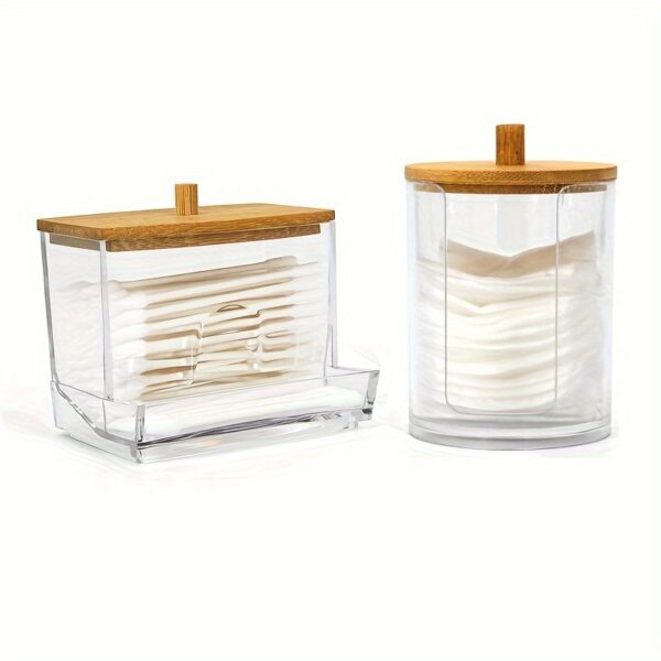 1/2/3pcs Clear Acrylic Makeup Organizer With Cotton Pad Swab Holder And Makeup Pads Jar - Efficient Cosmetic Storage Box For Makeup And Skincare Products - Image 9