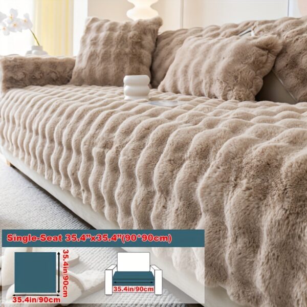 1pc Imitation Rabbit Plush Sofa Cover Winter Warm Thick Plush Soft Sofa Slipcover Pet Favorite Non-slip Protective Couch Cover Furniture Protector For Bedroom Office Living Room Home Decor - Image 24