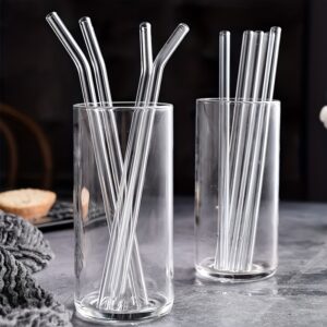 4pcs Clear Glass Straws For Smoothies, Cocktails, And Drinks - Healthy - Includes Cleaning Brush