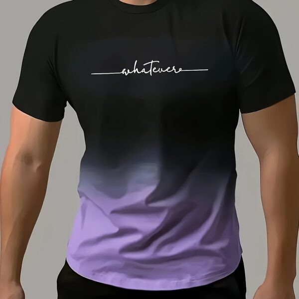 Men's Fashion Gradient Color Sports T-shirt, Casual Stretch Round Neck Tee Shirt For Summer - Image 15