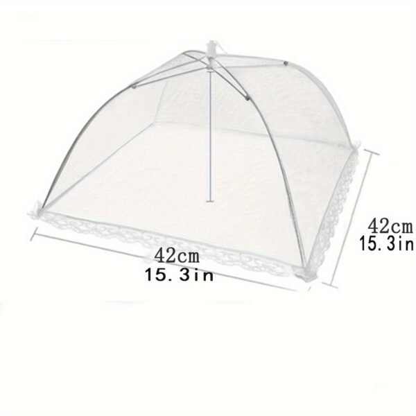 1pc of white rice cover, foldable dining table food fly proof rice cover, household dust cover, umbrella fly proof kitchen outdoor food cover - Image 4