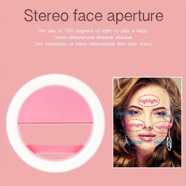 Good quality LED Selfie Ring Light Battery Rechargeable Ring Lamp for Smart Phone Computer Makeup warm white light - Image 2