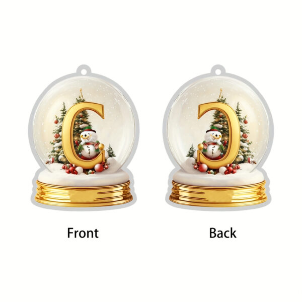 Acrylic Crystal Globe Christmas Ornament with Snowman Figurine - Hanging Alphabet Letters A-Z, Art Deco Style, Thanksgiving & Christmas Tree Decor, No Battery Required - Image 16
