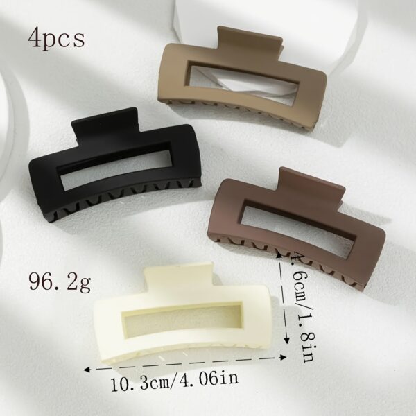 4 Pcs Rectangle Hair Claw Clips, Solid Color Non-Slip Strong Hold Jaw Hair Clips, Styling Accessories For Women Thin Thick Hair - Image 4