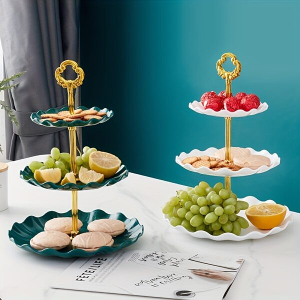 1pc, Elegant 3 Tier Cupcake Stand for Tea Parties, Weddings, and More - Ruffled or Laciness Design - Perfect for Decorating and Serving Desserts - Table and Kitchen Accessories - Image 10