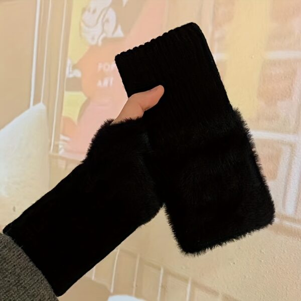 Women'S Cozy Fingerless Gloves - Soft, Warm, and Stylish Winter Gloves in Pure White, Perfect for Cold Weather or Casual Wear, Hand-Washable, Ladies Gloves - Image 6