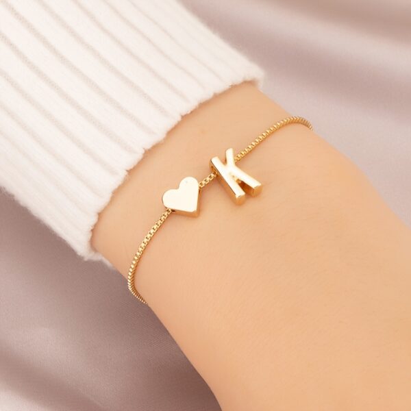 1pc Mini Love Heart Letter Beads Thin Chain Bracelet Simple Minimalist Hand Chain Jewelry - Image 18