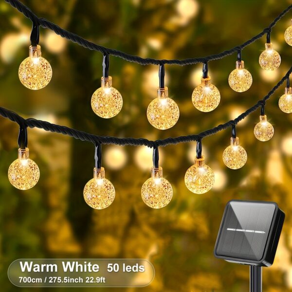 1pack, 20/50/100 LED Large Light Bulb, Solar Crystal Ball, Bubble Light String, Solar Outdoor Light Strip, 8 Lighting Modes, Solar Light String For Garden, Camping, Party, Independence Day, Christmas, Wedding, Ball, Birthday, Courtyard Decoration - Image 10