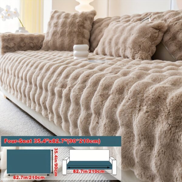 1pc Imitation Rabbit Plush Sofa Cover Winter Warm Thick Plush Soft Sofa Slipcover Pet Favorite Non-slip Protective Couch Cover Furniture Protector For Bedroom Office Living Room Home Decor - Image 27
