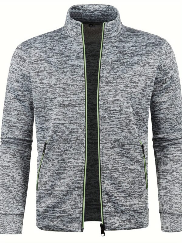 [Full Zip Up Cardigan Sweater] Elegant Mid Stretch Cardigan, Men's Casual Full Zip Up Cardigan Sweater Coat For Fall Winter - Image 3