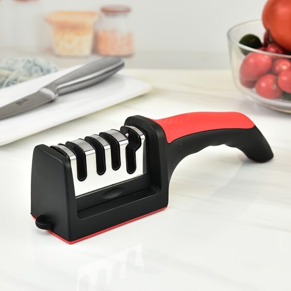 1pc Outdoor Knife Sharpener, 4 Stages Professional Kitchen Sharpening Stone Grinder, Knives Whetstone Tungsten Diamond Ceramic Sharpener Tool Kitchen Accessories - Image 3
