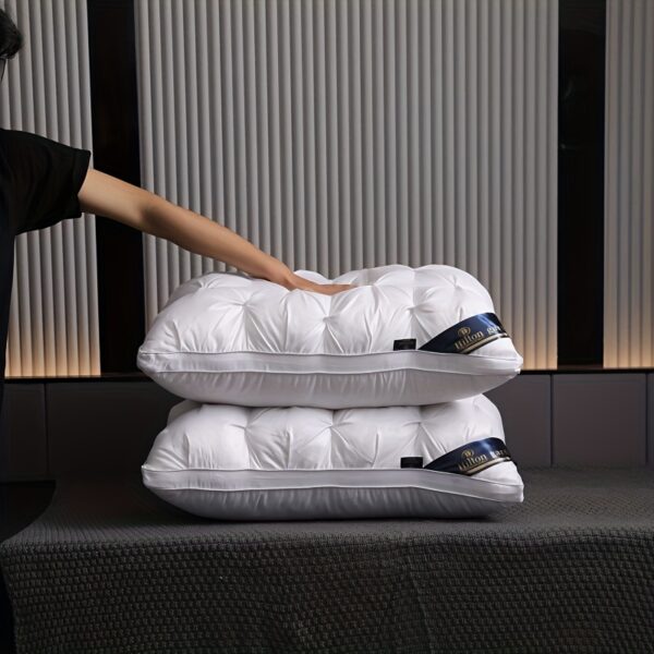 1pc Luxury 5-Star Hotel Quality Pillow, 600g Weight, 48.26x73.66 cm - Deep Sleep Neck Support, Non-Collapse High Pillow Core for All Seasons, White Satin Finish, Pillows for Sleeping - Image 6