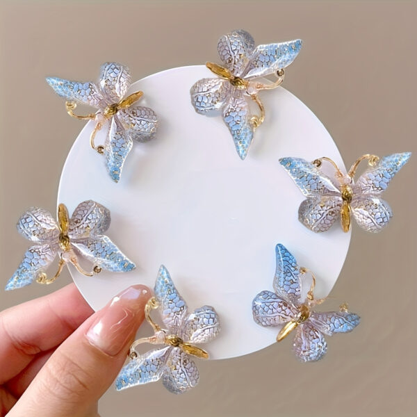 5pcs Whimsical Boho Butterfly Hair Clips for Girls - Sparkling Alloy Hair Accessories with Adorable Design - Perfect for Little Princesses - Image 11