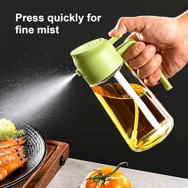 1pc Portable Oil Sprayer And Dispenser 2-In-1, Olive Oil Mister And Pourer, 470ML Plastic Kitchen Oil Spray Bottle for Cooking, BBQ, Air Fryer, Baking, Salad - Image 16