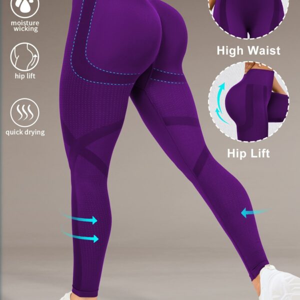 High Waist Butt Lifting Yoga Pants for Women - Moisture-Wicking, High Elasticity Workout Leggings with Wide Waistband, 90% Polyamide & 10% Elastane, Ideal for Running, Gym, and Fall/Winter Activewear, Yoga Wear | Sporty Leggings | Snug Fit, Butt Lifting L - Image 13