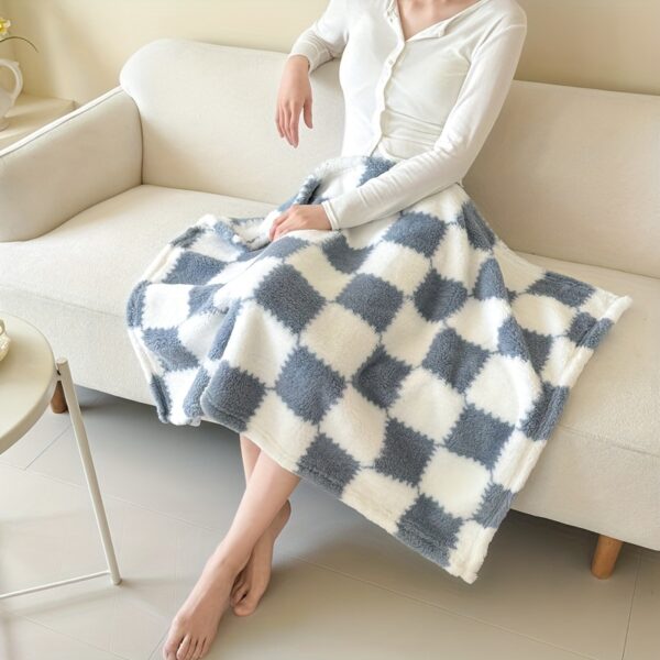 [1pc Cozy Fleece Blanket] 1pc Soft & Cozy Plaid Flannel Fleece Blanket | Multi-Purpose Throw for Adults, Pets, Office, Outdoor Camping, Holiday Gifts | 300-350gsm Knitted Polyester, Multiple Sizes Available, Pet-Friendly, Checkered Pattern - Image 18