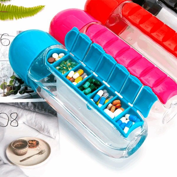 Creative Two-in-one Medicine Box Water Cup Seven-day Divided Outdoor Portable Water Bottle One-week Medicine Box Cup - Image 14